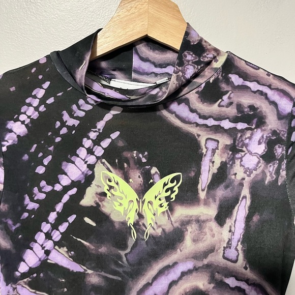 Daisy Street Long Sleeve Bodycon Maxi Dress – Women’s Small Black Purple Tie-Dye - Picture 6 of 8